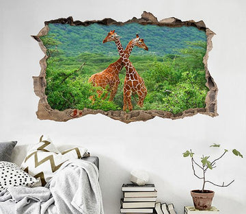 3D Forest Tall Giraffes 300 Broken Wall Murals Wallpaper AJ Wallpaper 