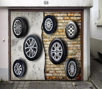 3D Bricks Wall Tires 72 Garage Door Mural Wallpaper AJ Wallpaper 