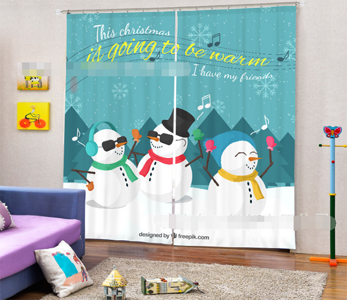 3D Interesting Snowman 2098 Curtains Drapes Wallpaper AJ Wallpaper 