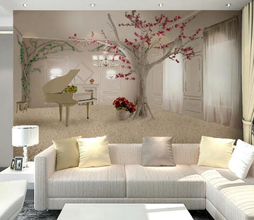 3D Piano Flower 076 Wallpaper AJ Wallpaper 