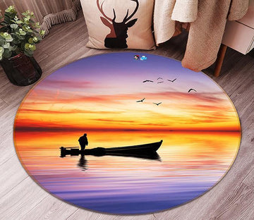 3D Calm Sea Sunset 122 Round Non Slip Rug Mat Mat AJ Creativity Home 