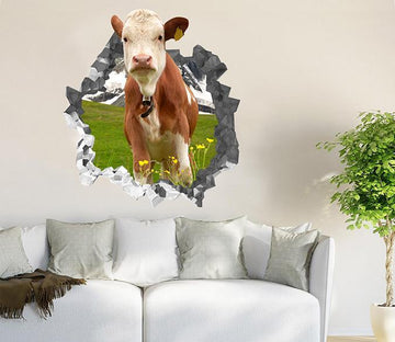 3D Lawn Cattle 192 Broken Wall Murals Wallpaper AJ Wallpaper 