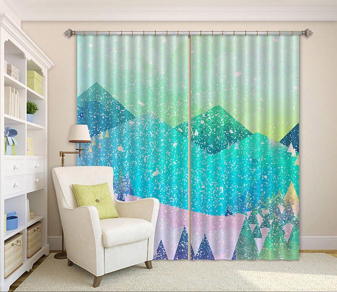 3D Mountains Pattern 413 Curtains Drapes Wallpaper AJ Wallpaper 