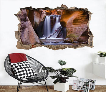 3D Stone Cave Waterfall 061 Broken Wall Murals Wallpaper AJ Wallpaper 