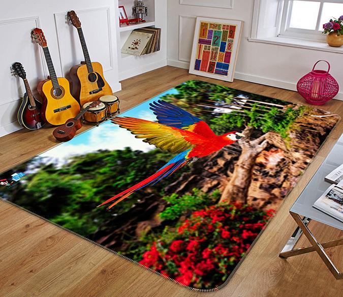 3D Flying Parrot 261 Non Slip Rug Mat Mat AJ Creativity Home 