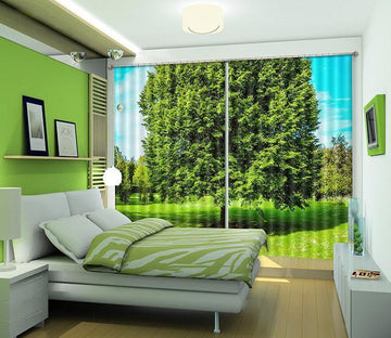 3D Grassland Lush Tree 386 Curtains Drapes Wallpaper AJ Wallpaper 