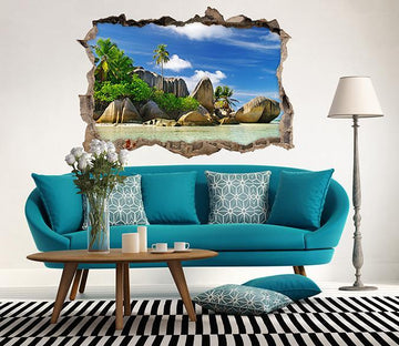 3D Beach Stones 313 Broken Wall Murals Wallpaper AJ Wallpaper 