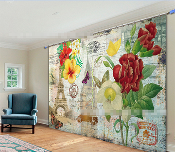3D Postcard Flowers 1087 Curtains Drapes Wallpaper AJ Wallpaper 
