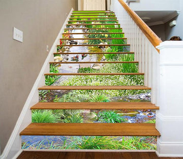 3D Creek Mandarin Ducks 426 Stair Risers Wallpaper AJ Wallpaper 