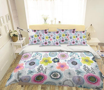 3D Colored Flowers Pattern 207 Bed Pillowcases Quilt Wallpaper AJ Wallpaper 