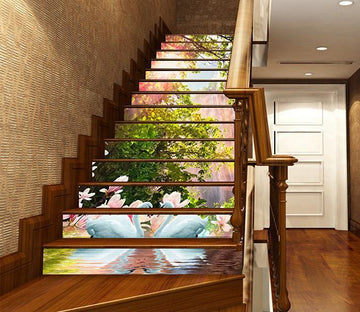 3D Trees Flowers Swans 1469 Stair Risers Wallpaper AJ Wallpaper 