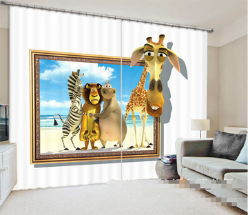 3D Seaside Funny Animals 949 Curtains Drapes Wallpaper AJ Wallpaper 