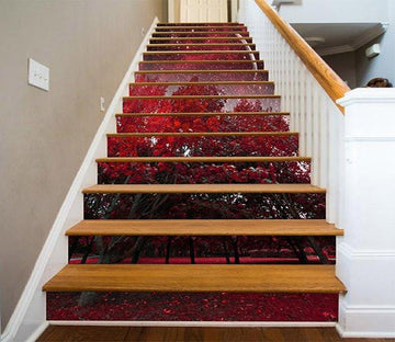 3D RED FOREST STARS SKY Stair Risers Wallpaper AJ Wallpaper 