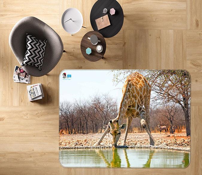3D Giraffe Drinking Water 272 Non Slip Rug Mat Mat AJ Creativity Home 