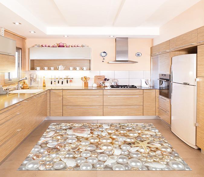 3D Pearls Shells Kitchen Mat Floor Mural Wallpaper AJ Wallpaper 