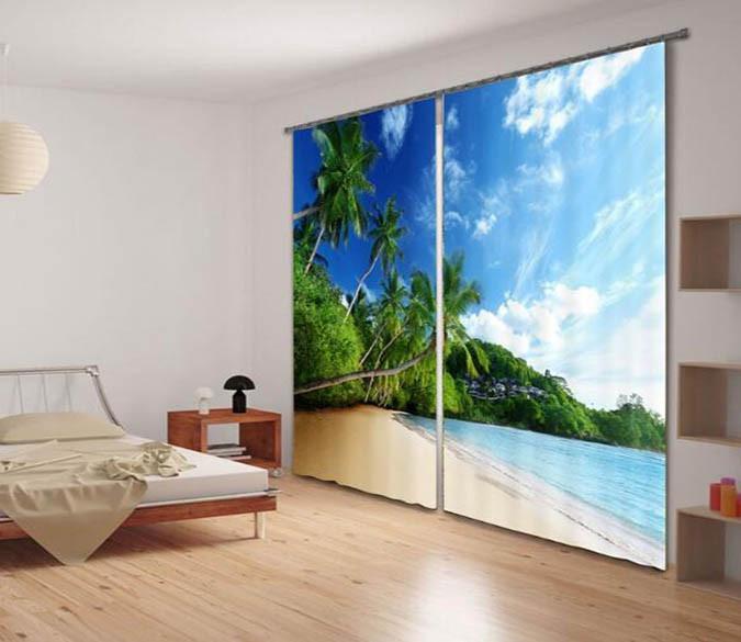 3D Beach Scenery 918 Curtains Drapes Wallpaper AJ Wallpaper 