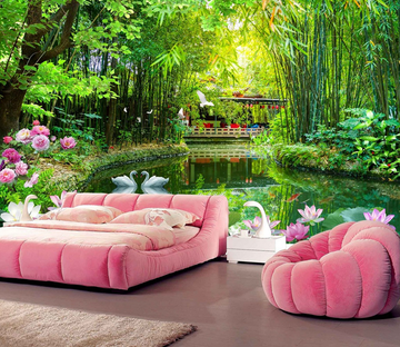 Bamboo Forest Lake Wallpaper AJ Wallpaper 