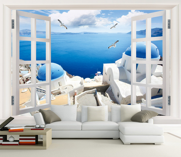 Seaside City Window Wallpaper AJ Wallpaper 