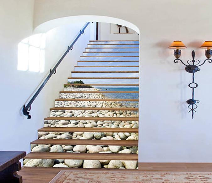 3D Seaside Cobbles 785 Stair Risers Wallpaper AJ Wallpaper 