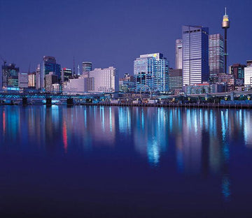 Seaside City Night Scene Wallpaper AJ Wallpapers 