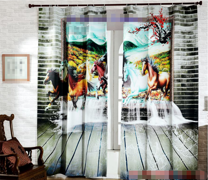 3D River Running Horses 1148 Curtains Drapes Wallpaper AJ Wallpaper 