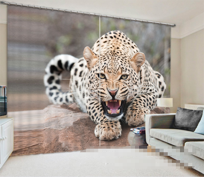 3D Dangerous Leopard 1051 Curtains Drapes Wallpaper AJ Wallpaper 
