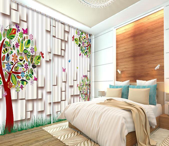 3D Flowers Tree Pattern 446 Curtains Drapes Wallpaper AJ Wallpaper 