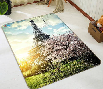 3D Eiffel Tower Flowers 142 Non Slip Rug Mat Mat AJ Creativity Home 