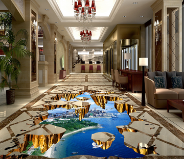 3D City Sky Floor Mural Wallpaper AJ Wallpaper 2 