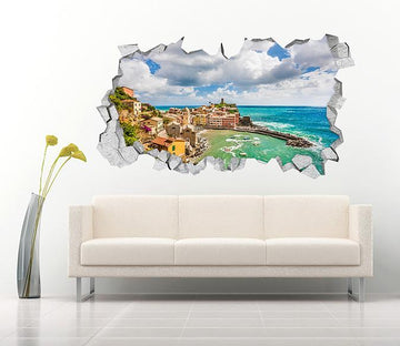 3D Pretty Seaside Town 380 Broken Wall Murals Wallpaper AJ Wallpaper 