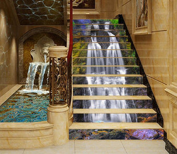 3D Twin Waterfalls 1350 Stair Risers Wallpaper AJ Wallpaper 