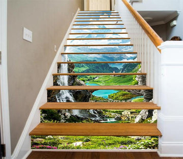 3D Mountains Village Scenery 585 Stair Risers Wallpaper AJ Wallpaper 