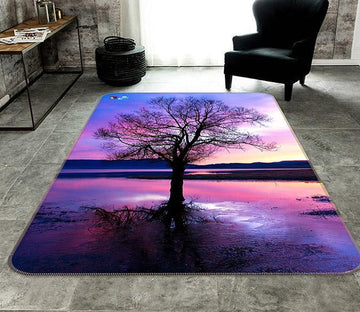 3D Sunset Lake Tree 156 Non Slip Rug Mat Mat AJ Creativity Home 