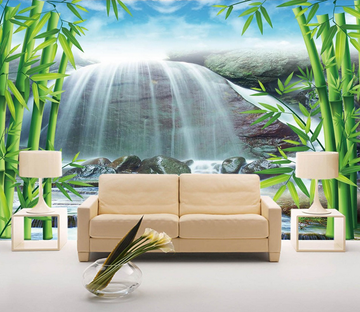 Bamboos And Waterfall Wallpaper AJ Wallpaper 