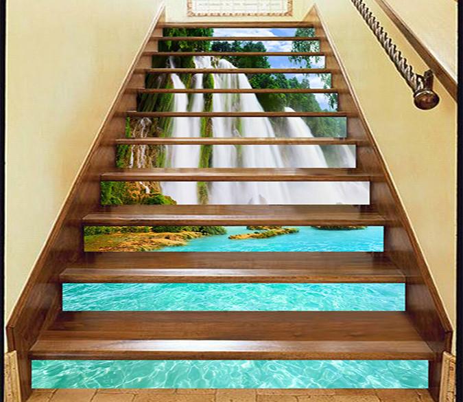 3D Sea Coast Waterfalls 945 Stair Risers Wallpaper AJ Wallpaper 