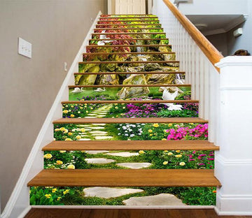 3D Riverside Flowers Birds 1507 Stair Risers Wallpaper AJ Wallpaper 