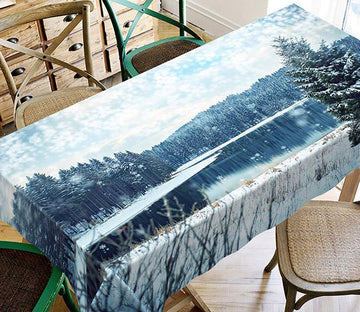 3D Snowing Forest Lake 565 Tablecloths Wallpaper AJ Wallpaper 