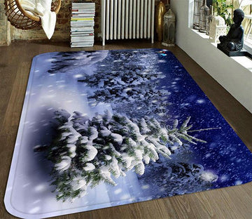 3D Snowing Forest 105 Non Slip Rug Mat Mat AJ Creativity Home 