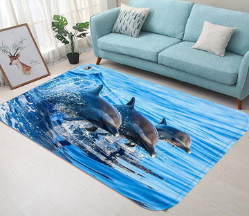 3D Sea Jumping Dolphins 85 Non Slip Rug Mat Mat AJ Creativity Home 