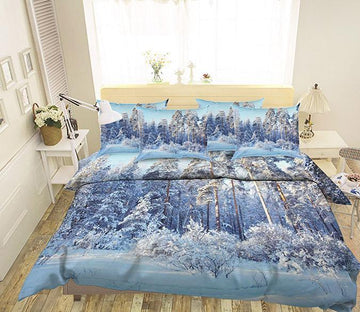 3D Bright Snow Forest 79 Bed Pillowcases Quilt Wallpaper AJ Wallpaper 