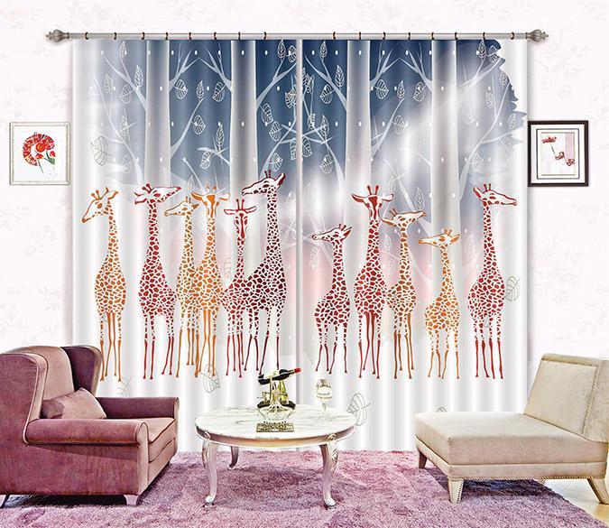 3D Giraffes And Trees 2230 Curtains Drapes Wallpaper AJ Wallpaper 
