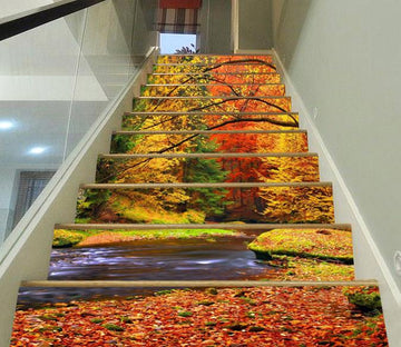 3D Riverside Color Trees 306 Stair Risers Wallpaper AJ Wallpaper 