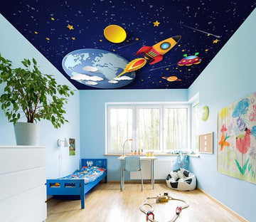 Stars Sky Planets Rocket Wallpaper AJ Wallpaper 