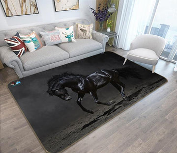 3D Black Horse 240 Non Slip Rug Mat Mat AJ Creativity Home 