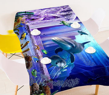3D Ocean Dolphins Palace 408 Tablecloths Wallpaper AJ Wallpaper 