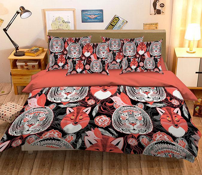 3D Tigers Foxes Pattern 314 Bed Pillowcases Quilt Wallpaper AJ Wallpaper 