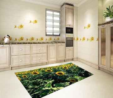 3D Sunflowers Field 086 Kitchen Mat Floor Mural Wallpaper AJ Wallpaper 