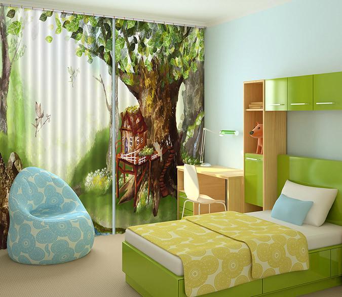 3D Elves Tree House 69 Curtains Drapes Wallpaper AJ Wallpaper 