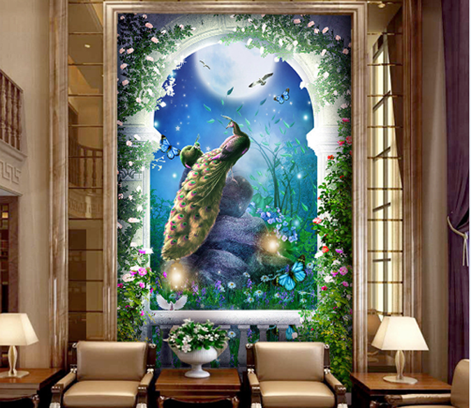 3D Peacock Floor Mural Wallpaper AJ Wallpaper 2 