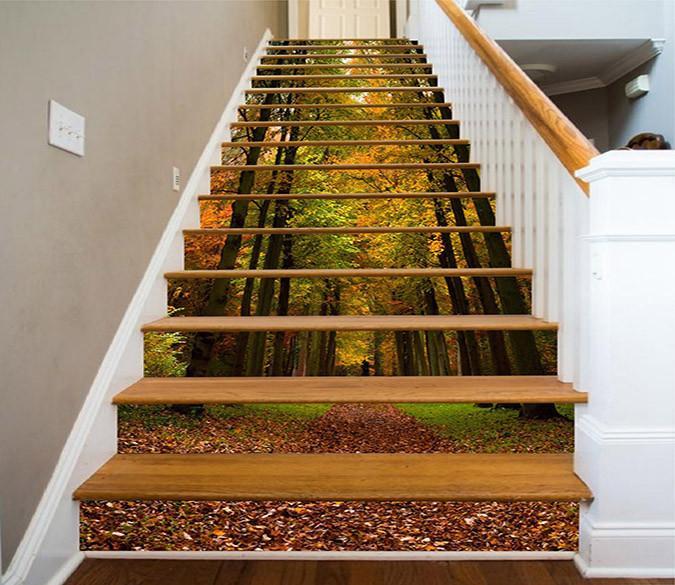 3D Color Forest Fallen Leaves 1553 Stair Risers Wallpaper AJ Wallpaper 
